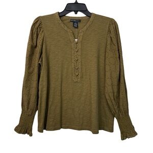 Women’s Boho Design History Olive Button-Front Blouse